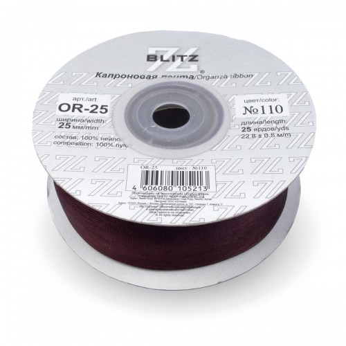 Лента капроновая 25 мм ( 1 ")  "BLITZ"   OR-25   22.8 м ± 0.5 м №110 т. коричневый