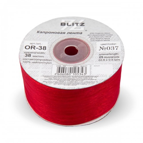Лента капроновая 38 мм ( 1 1/2 ")  "BLITZ"   OR-38   22.8 м ± 0.5 м №037 т.красный