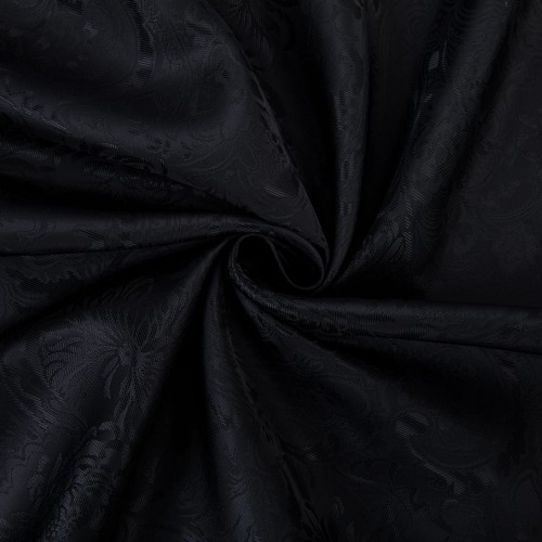 Ткань подкладочная "Gamma"   Taffeta с рисунком   ФАСОВКА   JTR   52\% полиэстер, 48\% вискоза   100 х  145 см ± 2 см №110 черный (растительный орнамент)