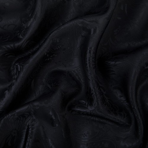 Ткань подкладочная "Gamma"   Taffeta с рисунком   ФАСОВКА   JTR   52\% полиэстер, 48\% вискоза   100 х  145 см ± 2 см №110 черный (растительный орнамент)