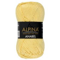 Пряжа ALPINA "ANABEL"   100\% мерсеризованный хлопок   10 шт. х  50 г  120 м ± 6 м №177 св.желтый