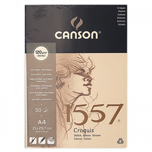"Canson"   Альбом для графики   120 г/м2  A4   21 х  29.7 см  склейка с одной стороны   50 л. C204127408