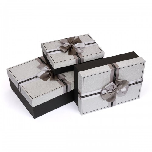 "Stilerra"   YBOX-R65-3   Набор подарочных коробок   3 в 1  24.5  х 17  х 6.5 -  33.5  х 25  х 11.5 см 02 серебристый