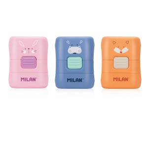 "Milan"   Fun   Ластик квадратный 430 в защитном пенале с щеточкой   15,7х9,5х5 см  16 шт. 4901116FA