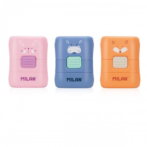 "Milan"   Fun   Ластик квадратный 430 в защитном пенале с щеточкой   15,7х9,5х5 см  16 шт. 4901116FA