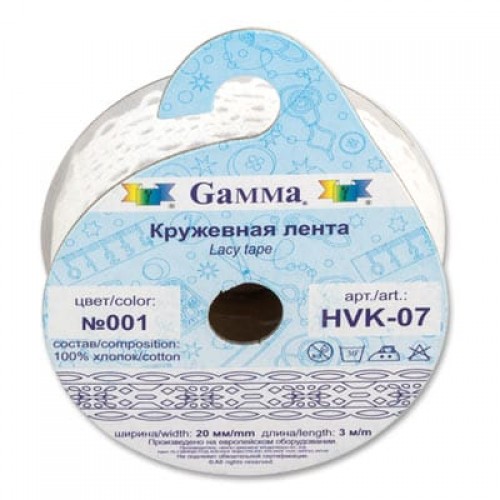 "Gamma"   кружевная лента   HVK-07   ФАСОВКА   20 мм  5 х  3 м  СК/Распродажа №113 черный