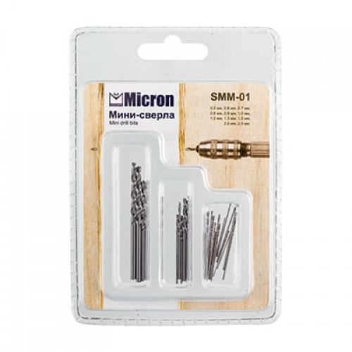 "Micron"   Мини-сверла   SMM-01  d от 0.5 до 2.5 мм  в блистере металлические