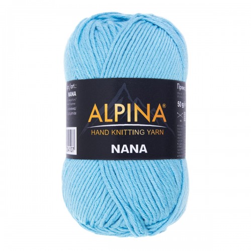 Пряжа ALPINA "NANA"   70\% хлопок, 30\% полиамид   10 шт. х  50 г  105 м ± 10 м №14 мятный
