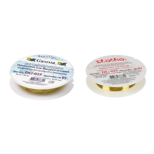 "Zlatka"   / "Gamma"   Проволока для бисера   DG-025  d 0.25 мм  12 х  10 м ± 0.5 м №04 под медь