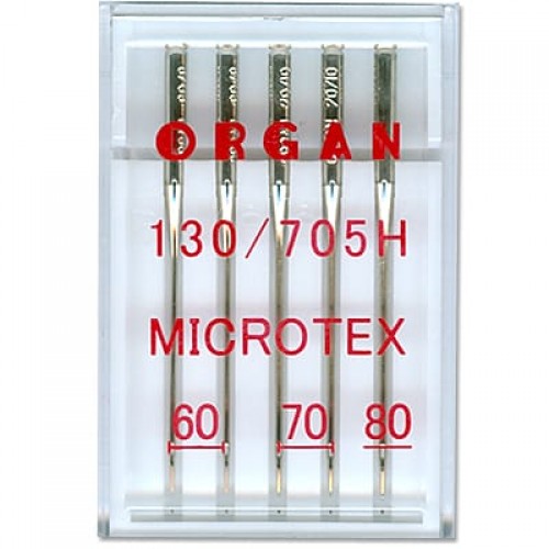 Иглы для быт. шв. машин "ORGAN"   микротекс   5 шт  в пенале 5506000 №60-70
