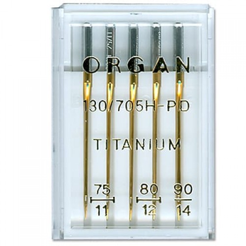 Иглы для быт. шв. машин "ORGAN"   титаниум   5 шт  в пенале 5116000 ассорти
