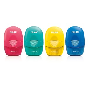 "Milan"   Ластик с щеточкой Capsule овальный   53х35х18 мм  16 шт. 4900116 ассорти