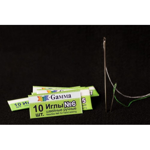 Иглы для шитья ручные "Gamma"   NIR-06   № 6 швейные   10 шт.  в конверте .