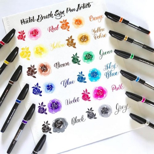 "Pentel"   Браш пен Brush Sign Pen Artist, ultra-fine   0.5 - 5 мм   кисть/круглое тонкое SESF30C-BX красный