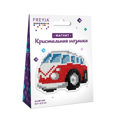 Кристальная (алмазная) мозаика  "ФРЕЯ" ALVM-034   магнит "Автобус" 8.5 х 6.5 см