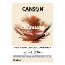 "Canson"   Альбом для смешанных техник "Graduate Mix Media"   220 г/м2  A5   склейка с одной стороны   30 л. C400110367 Натуральный