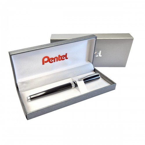"Pentel"   Ручка роллер, гелевый синий стержень 0,7 мм, в подарочном футляре  d 0.4 мм K611A-LR7CEBSET цвет чернил: синий