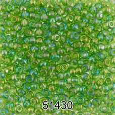Бисер Чехия круглый 1   10/0   2.3 мм  500 г 51430 (Ф282) салатовый
