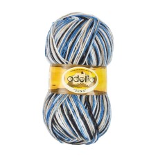 Пряжа ADELIA "ZENA"   100\% акрил   5 шт. х  100 г  308 м ± 10 м №76 белый,голубой,серо-голубой