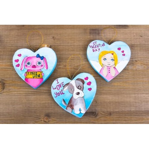 Заготовка для декорирования "Love2art"   PAM-109   "фигуры"   папье-маше   10.2 х  7.6 х  1.2 см  3 шт №07 сердце (10.2x8.9x1.2)