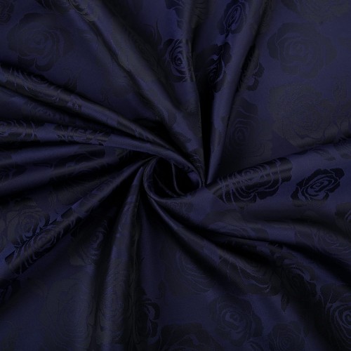 Ткань подкладочная "Gamma"   Taffeta с рисунком   JTR   52\% полиэстер, 48\% вискоза   145 см ± 2 см №130 т. синий (розы)