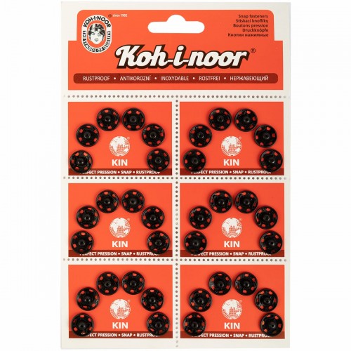 Кнопка пришивная "KOH-I-NOOR"   10 (KIN1000 №4)   металл  d 12 мм  6 x  6 шт. черный