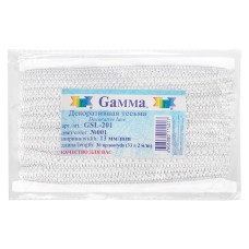"Gamma"   тесьма декоративная "Самбоса"   GSL-201   13 мм  33 м ± 2 м  2-й сорт  №001 белый