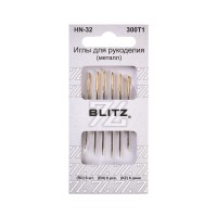 Иглы для шитья ручные "BLITZ"   HN-32 300T1   для рукоделия   6 шт.  в блистере никель