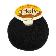 Пряжа ADELIA "KATTY"   100\% шерсть   10 шт. х  50 г  150 м ± 10 м №02 ЧЕРНЫЙ