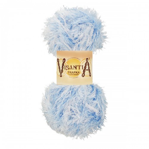 Пряжа VISANTIA "TRAFKA"   меланжевая   100\% полиэстер   5 шт. х  100 г  150 м ± 3 м №3327 белый/св.голубой/голубой