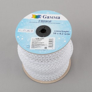 Гипюр "Gamma"   122 мм  GGM-12201   в пакете   10 м ± 0.2   Турция белый