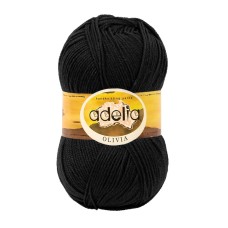 Пряжа ADELIA "OLIVIA"   60\% акрил, 40\% шерсть   5 шт. х  100 г  250 м ± 10 м №02 ЧЕРНЫЙ