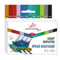 "VISTA-ARTISTA"   Style   Набор маркеров на спиртовой основе   SMA-12   0.7 мм - 7 мм   12 цв.  перо круглое/скошенное 07 - Яркая фантазия
