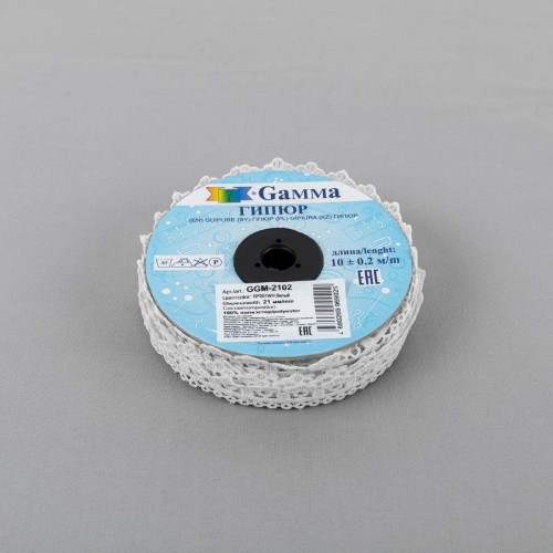 Гипюр "Gamma"   21 мм  GGM-2102   в рулоне   10 м ± 0.2   Турция GP001WH белый