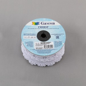 Гипюр "Gamma"   62 мм  GGM-6201   в рулоне   10 м ± 0.2   Турция GP001WH белый