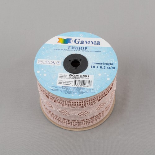 Гипюр "Gamma"   85 мм  GGM-8501   на бобине   10 м ± 0.2   Турция GP015BP пудровый