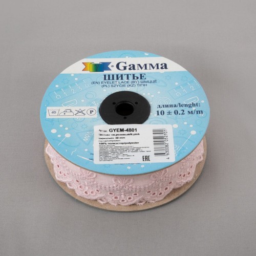 Шитье "Gamma"   38 мм  GYEM-4801   в рулоне   10 м ± 0.2 м  Турция св.розовый