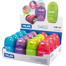 "Milan"   Точилка с ластиком Capsule 1 отверстие   16 шт. ассорти 4701116