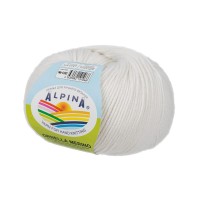 Пряжа ALPINA "ORNELLA MERINO"   100\% мериносовая шерсть   10 шт. х  50 г  125 м ± 5 м №100 БЕЛЫЙ