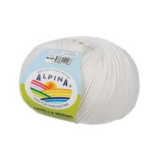 Пряжа ALPINA "ORNELLA MERINO"   100\% мериносовая шерсть   10 шт. х  50 г  125 м ± 5 м №100 БЕЛЫЙ
