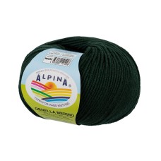 Пряжа ALPINA "ORNELLA MERINO"   100\% мериносовая шерсть   10 шт. х  50 г  125 м ± 5 м №052 т.зеленый