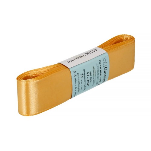 Лента атласная 25 мм ( 1 ")  "Gamma"   AL-25P   ФАСОВКА   5 x  5.4 м №119 бежево-желтый