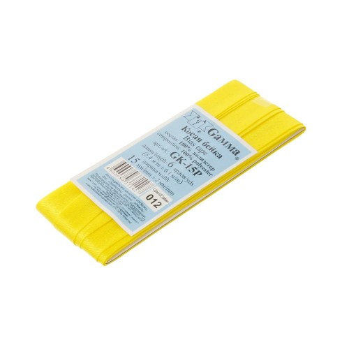 Косая бейка   ФАСОВКА   "Gamma"   GK-15P   14 -  15 мм  5 х  5.4 м №012 яр.желтый