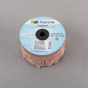 Гипюр "Gamma"   62 мм  GGM-6202   в рулоне   10 м ± 0.2 GP015BP  пудровый(бежево-розовый)