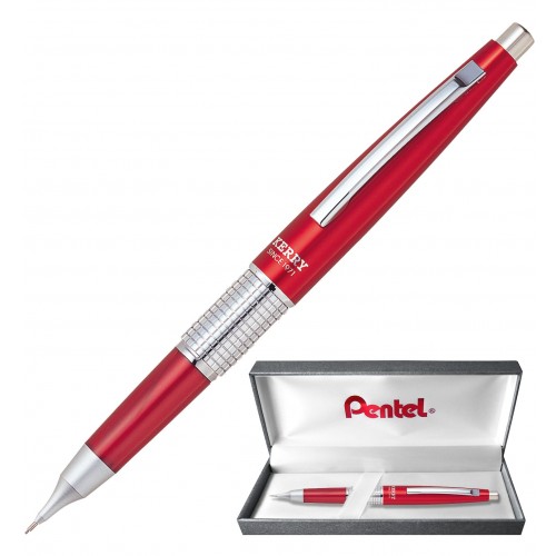 "Pentel"   Карандаш KERRY автоматический премиум в подарочном футляре   0.5 мм  подарочная упаковка P1035-B красный корпус