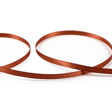 Лента атласная 3 мм ( 1/8 ")  "Gamma"   AL-3P   двухстор.   91.4 м №031 т-коричневый