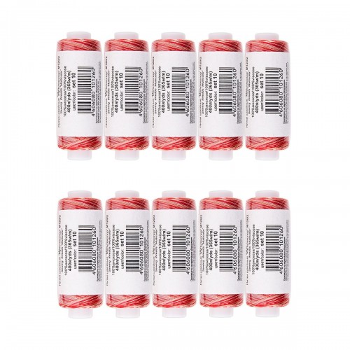 Нитки для вышивания "Gamma"   мультиколор   M120/2   100\% вискоза   10 шт.  400 я Set 10 красные