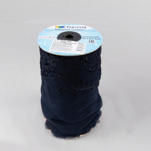 Кружево "Gamma"   "шифон"   190 мм  SHKM-19002   в рулоне   10 м ± 0.2   Турция SF009DBLU (105) т.синий