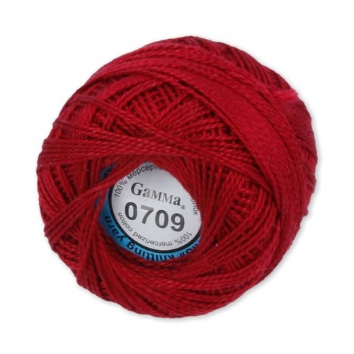 Пряжа "Gamma"   Ирис   100\% хлопок   10 шт. х  10 г  82 м ± 3 м №0709 т.красный
