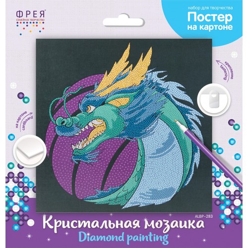 Кристальная (алмазная) мозаика  "ФРЕЯ" ALBP-283   постер "Китайский дракон" 30 х 30 см